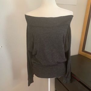 Charcoal gray off the shoulder free people sweater